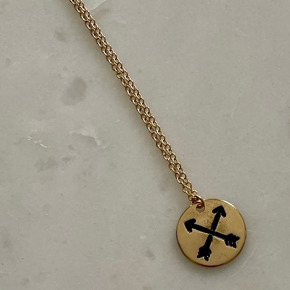 Gold Double Arrow Necklace - Picture 3 of 4